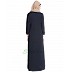 Front open abaya with frills on panels and sleeves- Navy Blue